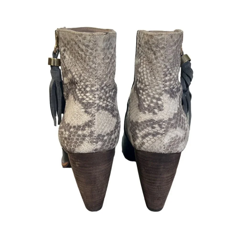 Alpe Women's Suede & Snakeskin Heeled Ankle Boots Size 39 / US 8 Gray Spain - Picture 3 of 10